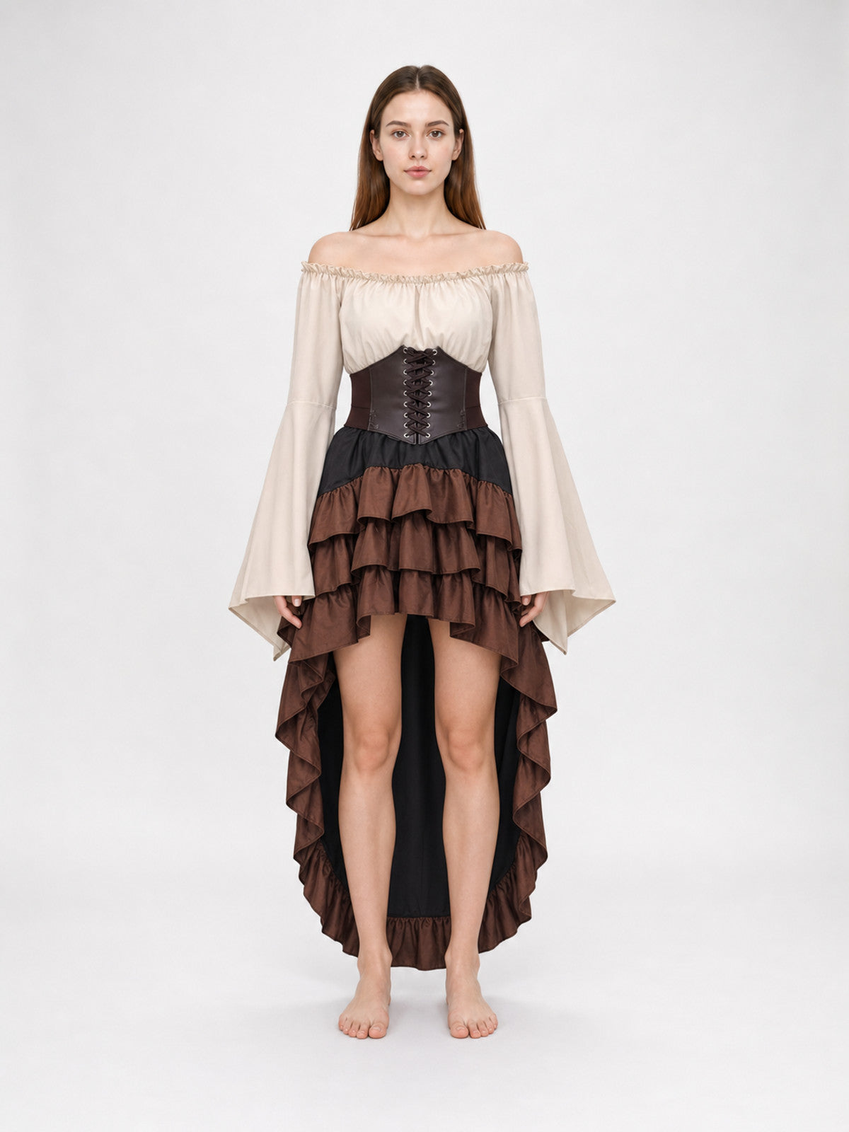Pirate Costume with Corset and Skirt front view
