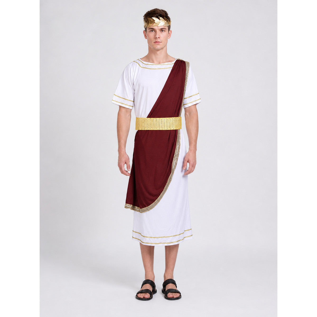 Caesar costume in Roman style with a cloak on-model view