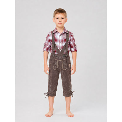 Costume Set: Plaid Shirt and Bib Overalls front view