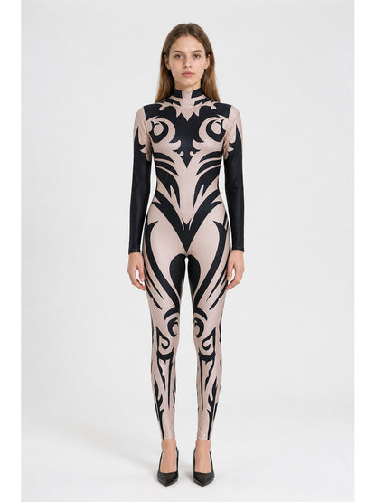 Black and Beige Print Jumpsuit for Queen Cosplay main product view
