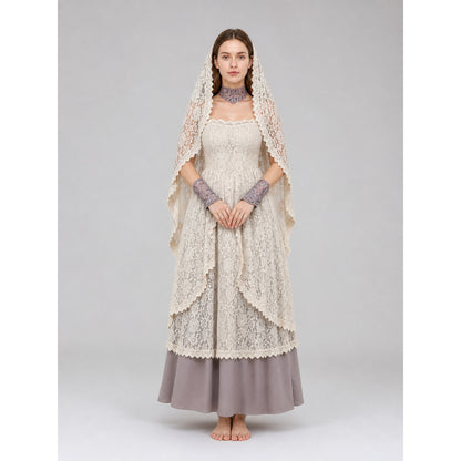 Retro Dress with Lace Head Covering