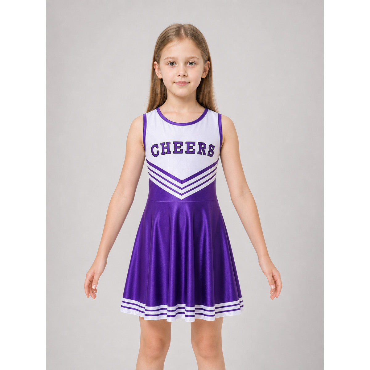 Cheerleading Costume with Pom-Poms and Knee-High Socks