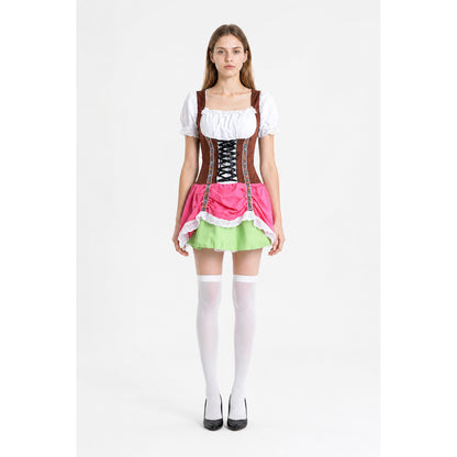 Short Tiered Dress with Lace and Lacing