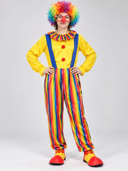 Colorful Clown Costume with Wig, Glasses, and Nose