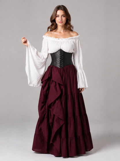 Long Medieval Dress with a Corset Panel on-model view