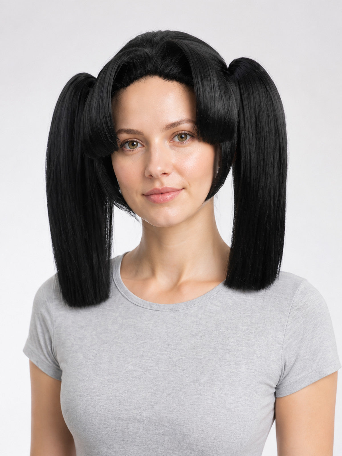 Black short anime wig with two ponytails for cosplay main product view