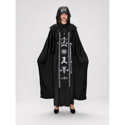 Gothic cosplay robe with hood and print