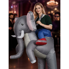 Adult Elephant Inflatable Costume, Halloween Cosplay Party Outfit with Saddle