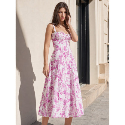 Women's Summer Floral Print Midi Sundress