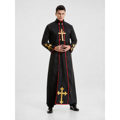 Long Black Cosplay Robe with Cross