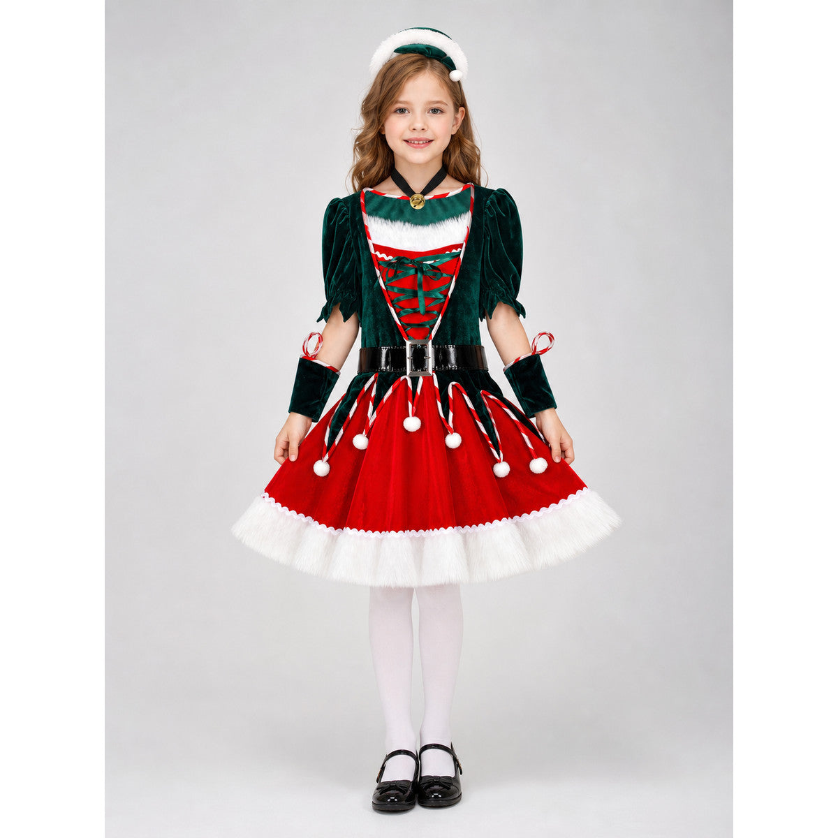 New Year's costume: dress, hat, belt, and sleeves