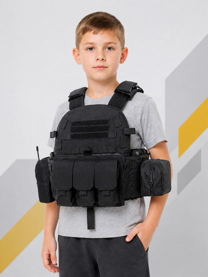Black Tactical Vest with Pockets for Cosplay