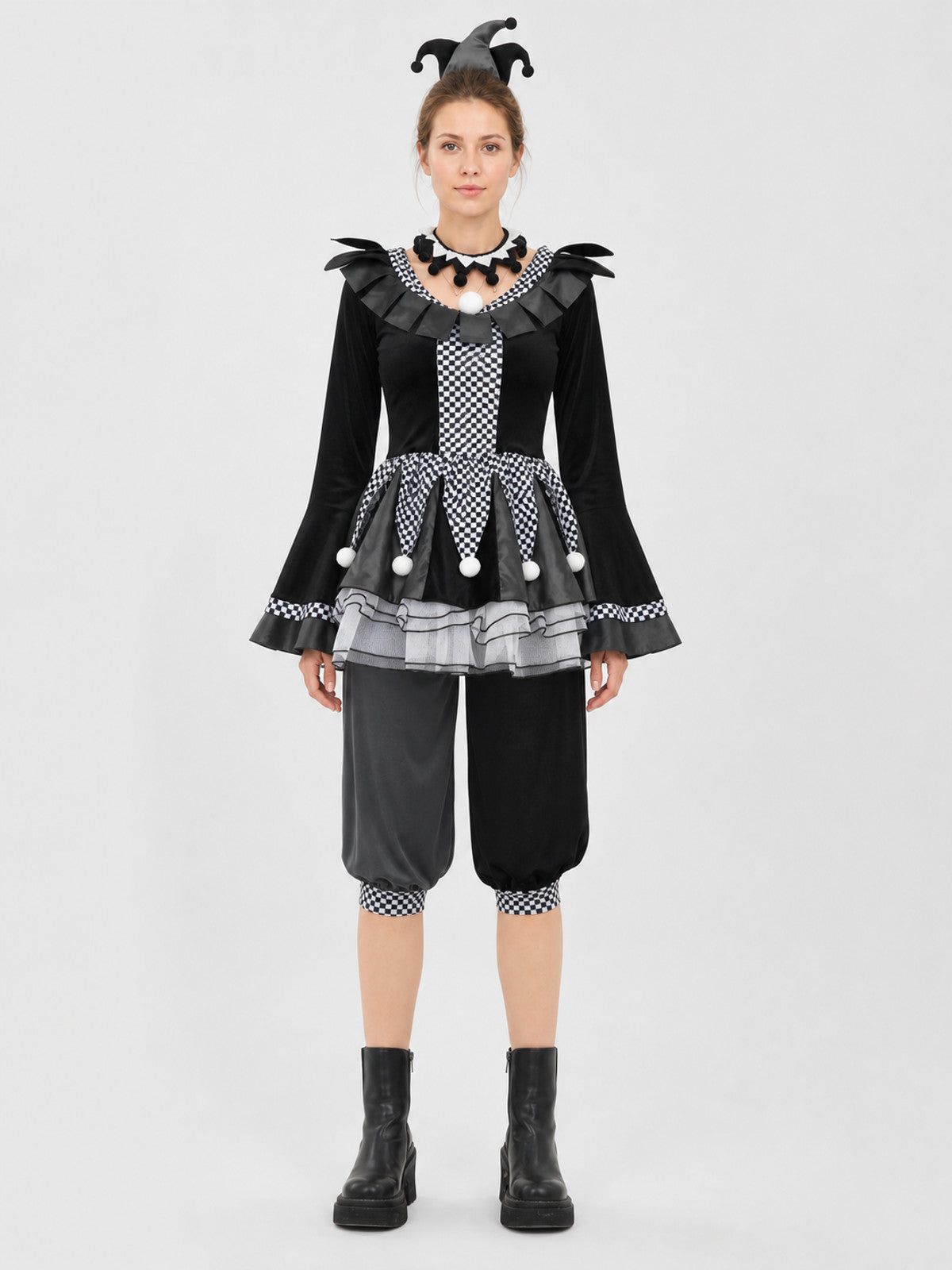 Circus Evil Clown Costume with Balls for Halloween