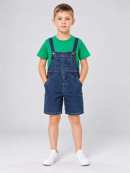 Kids' Overalls Outfit: Green Top, Blue Bottom