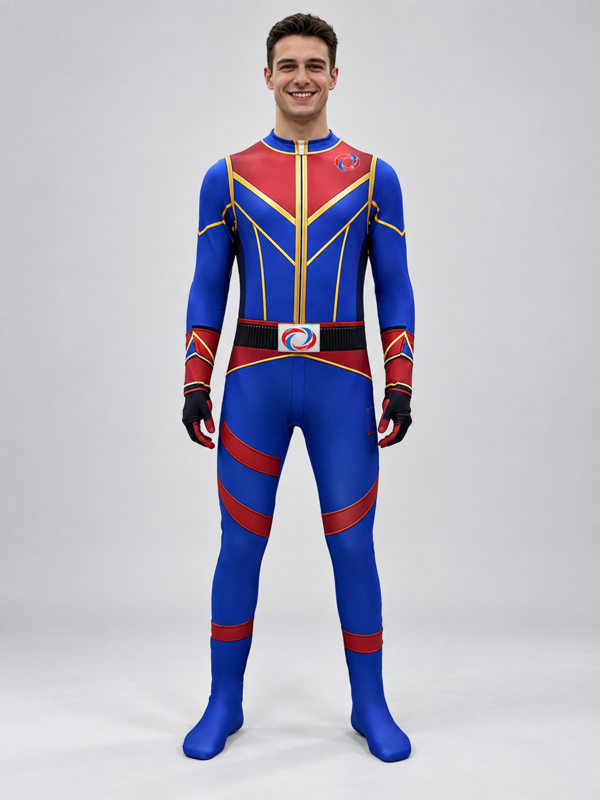 Superhero-Style Cosplay Jumpsuit with Emblem