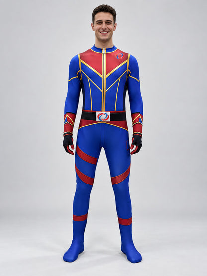 Superhero-Style Cosplay Jumpsuit with Emblem