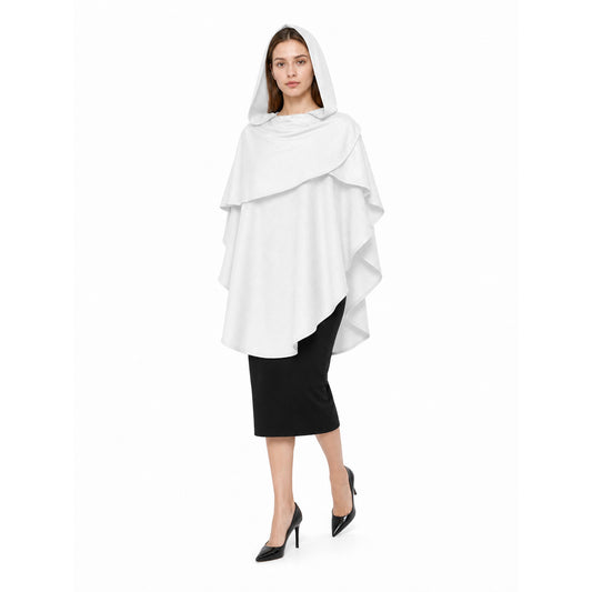 White Medieval Hooded Carnival Cloak