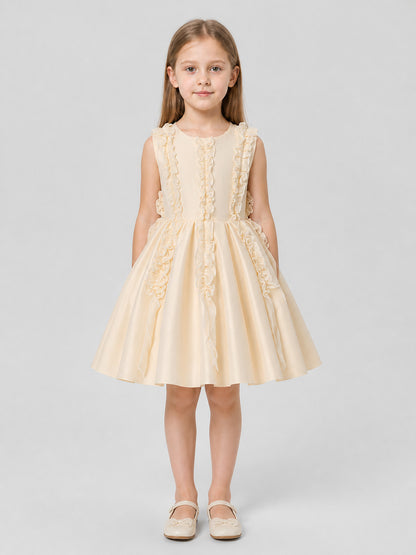Satin Tutu Dress with Bow for Flower Girl on-model view