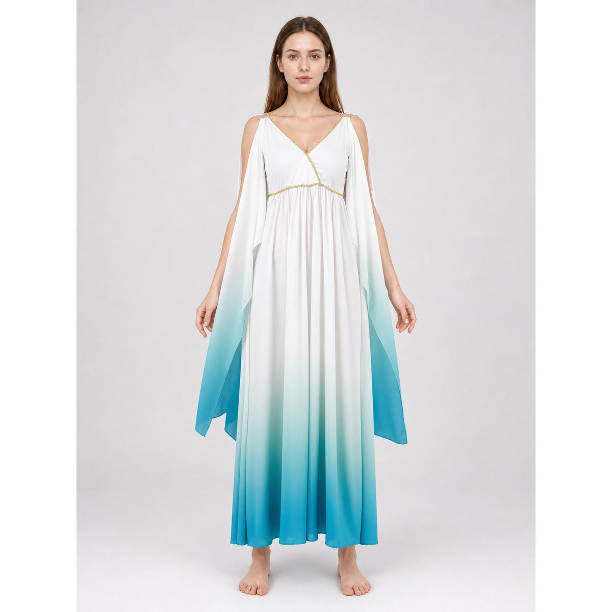 Gradient Maxi Dress with Gold Trim