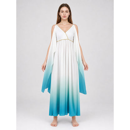 Gradient Maxi Dress with Gold Trim