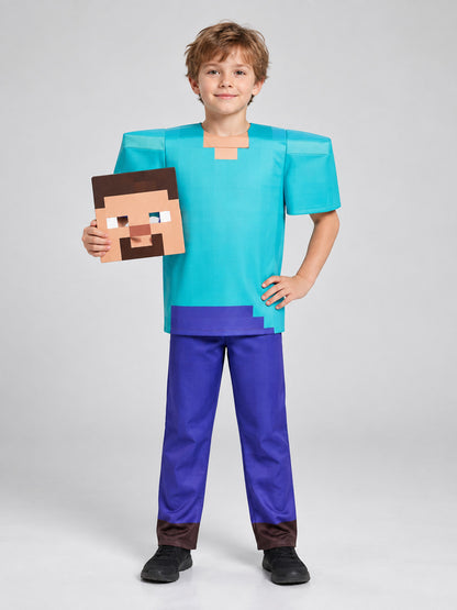 Pixel-Style Carnival Costume with Mask