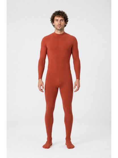 Red Form-Fitting Jumpsuit with High Collar main product view