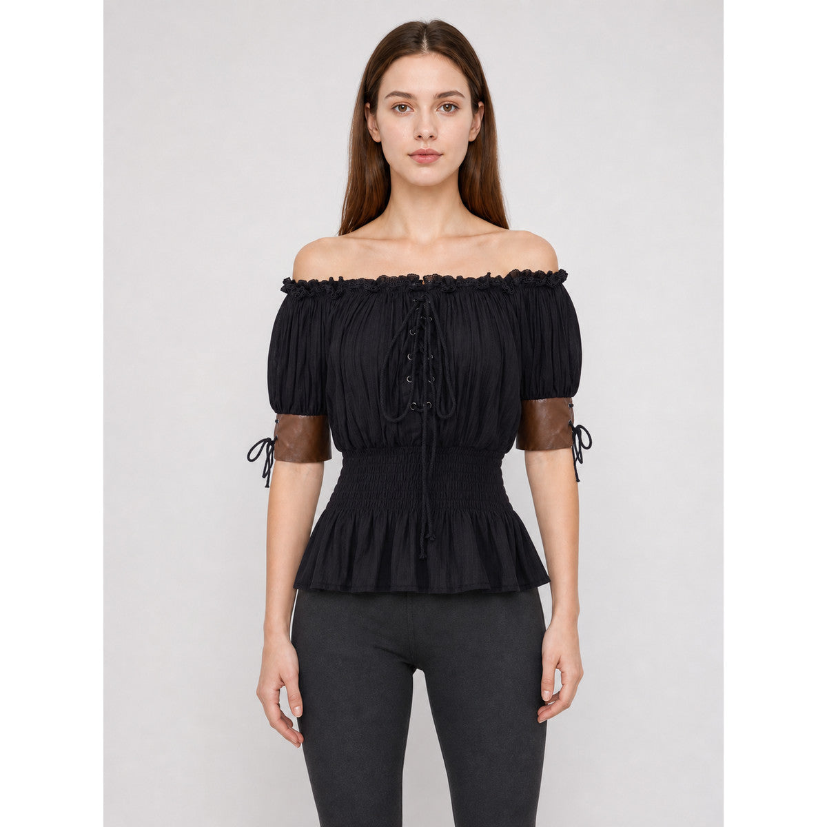 Gothic Off-the-Shoulder Lace-Up Top
