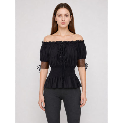 Gothic Off-the-Shoulder Lace-Up Top