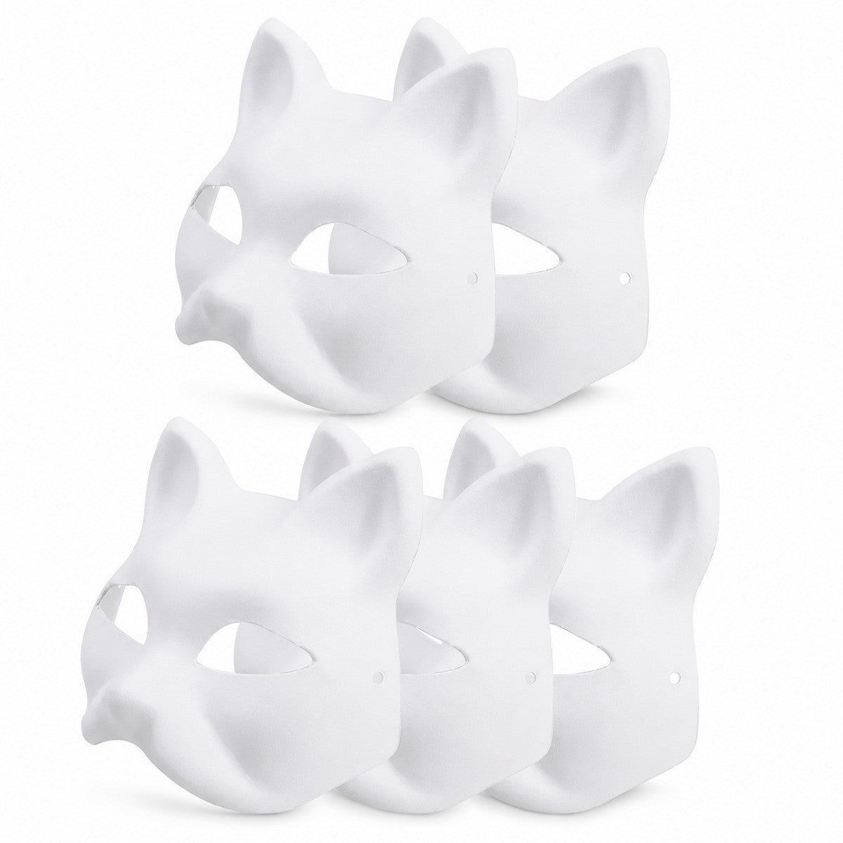 2026 DIY Paintable Plastic Blank White Mask Halloween Cosplay Half Face Mask Cat Fox Animal Costume for Party Decor Craft Prop