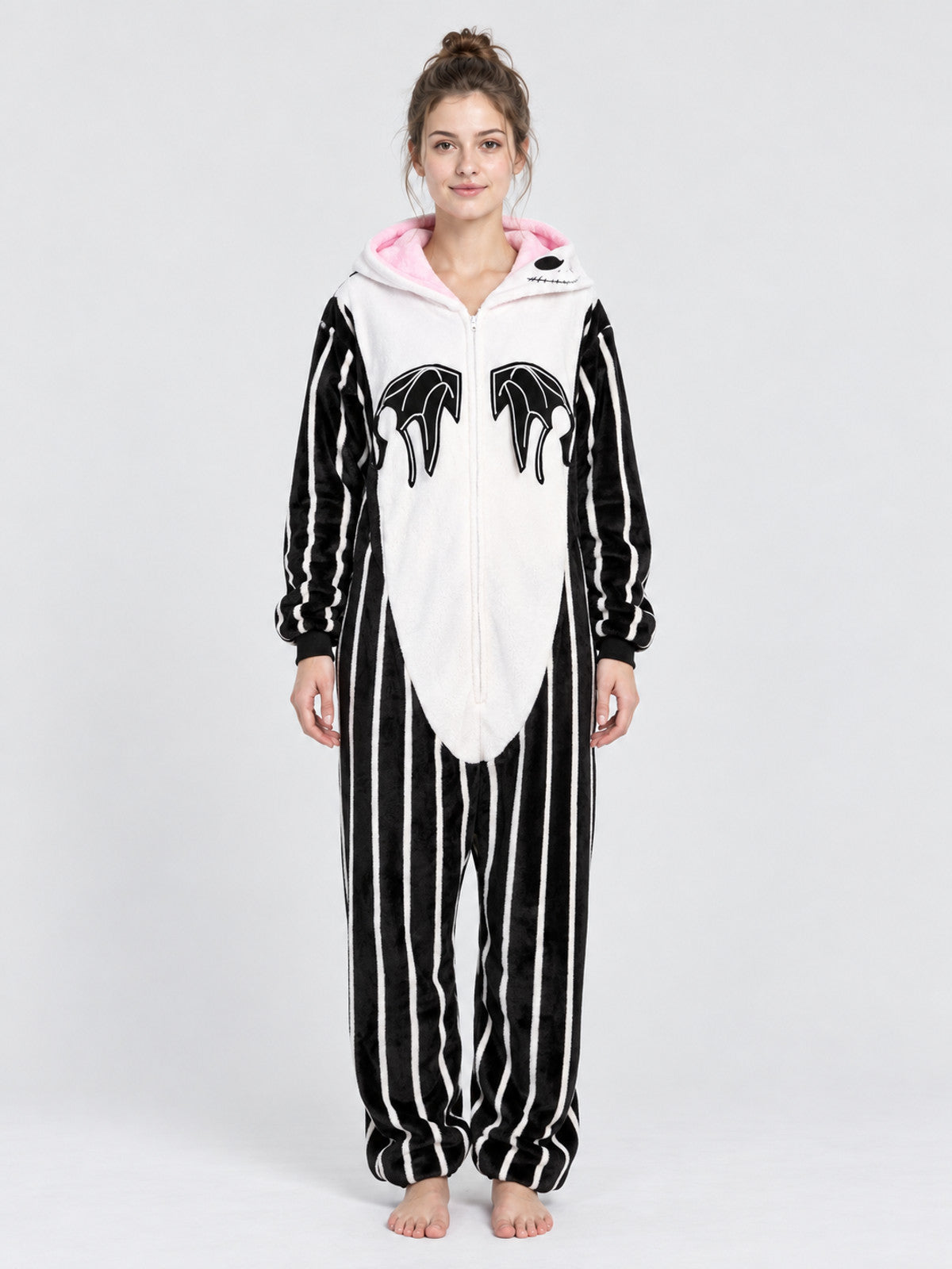 Black and White Kigurumi Pajama with Animal-Style Hood