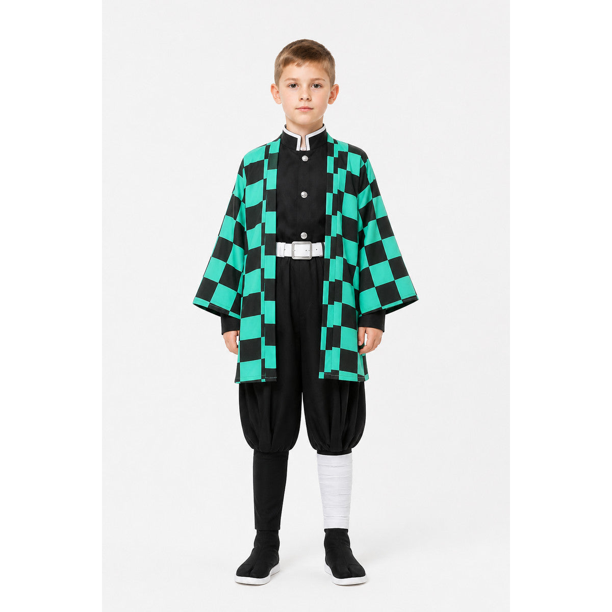 Tanjiro Cosplay Costume with Checkered Haori main product view