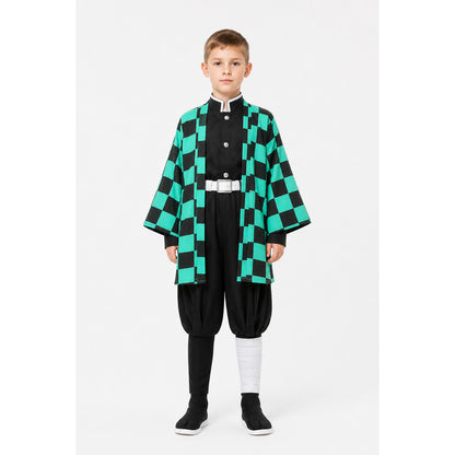 Tanjiro Cosplay Costume with Checkered Haori main product view