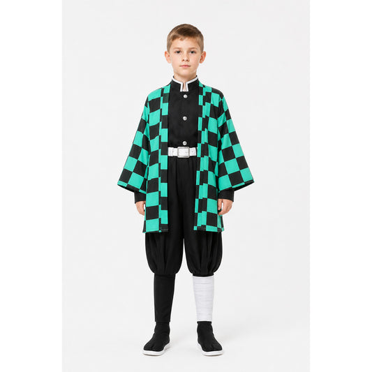 Tanjiro Cosplay Costume with Checkered Haori main product view
