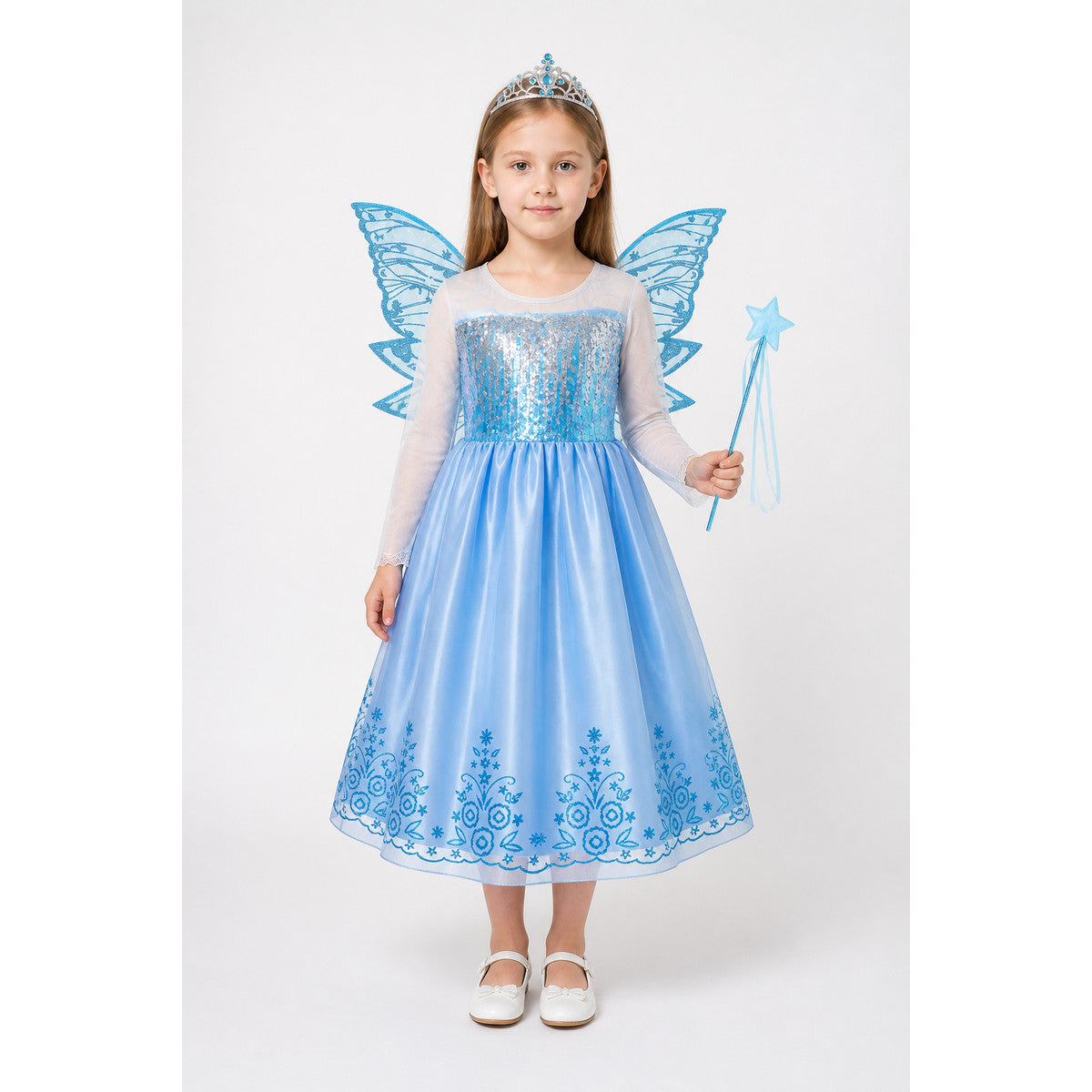 Princess Costume with Sequins, Butterfly Wings, and Crown main product view