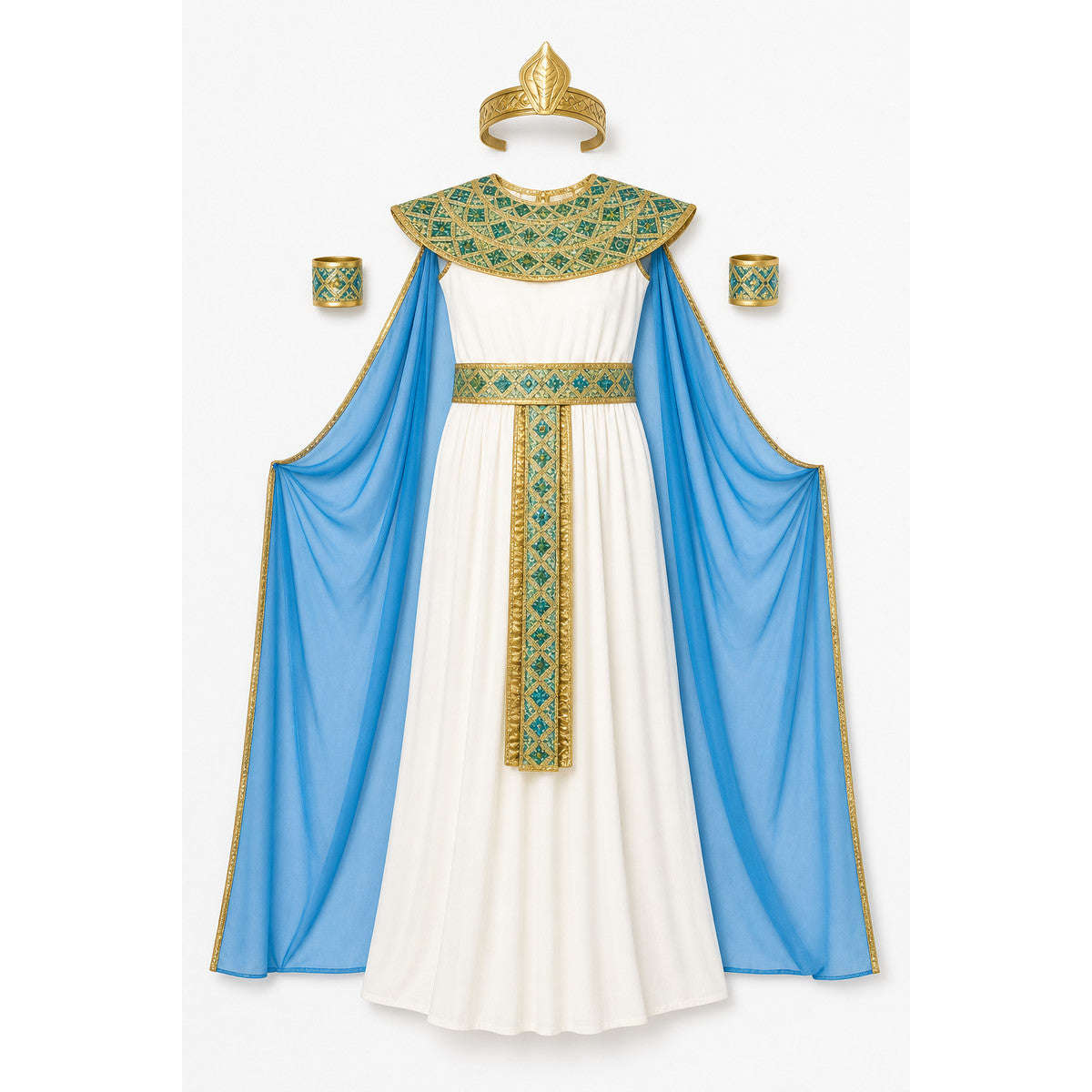 Cleopatra Egyptian Queen Costume with Cape for Carnival