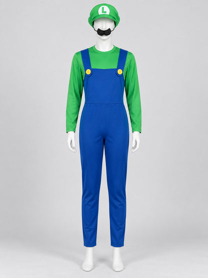 Mario Carnival Costume, Green and Blue, with Hat and Beard