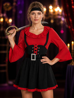 Red and Black Pirate Costume for Women for Halloween