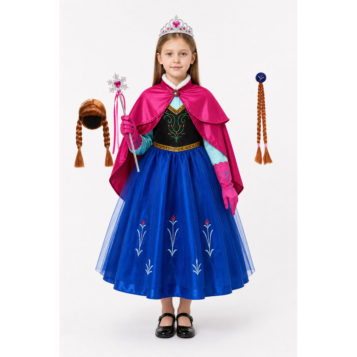 Snow Queen Costume with Cape and Crown main product view