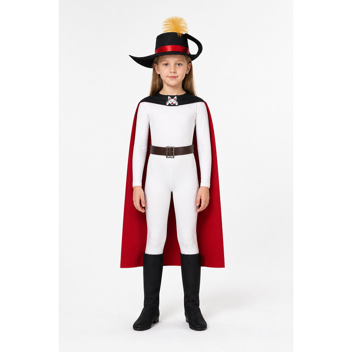 Red Carnival Costume with Cape and Hat main product view