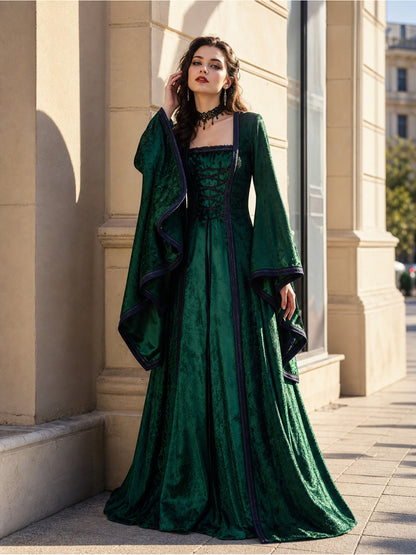 Medieval Gothic Dress with Lacing and Train main product view