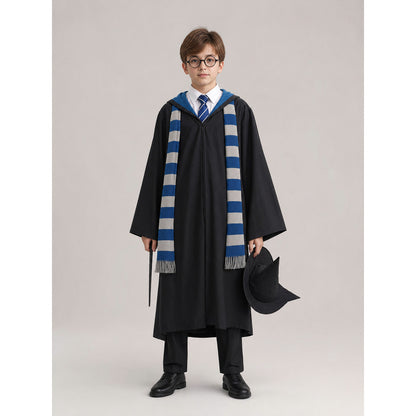 Wizard Costume with Robe, Hat, Glasses, and Scarf on-model view