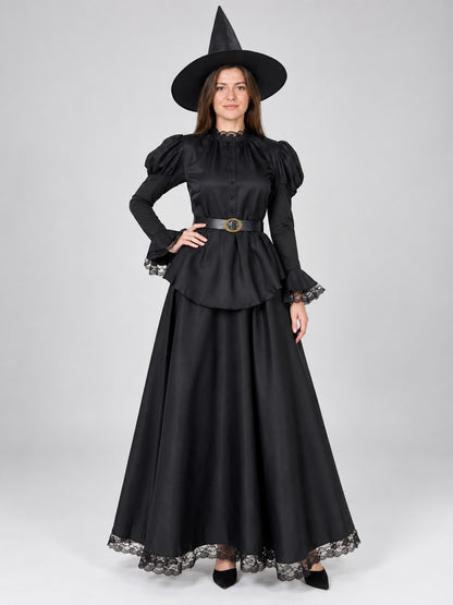 Black Witch Costume with Dress, Hat, and Belt