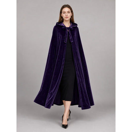 Purple Hooded Carnival Cloak for Cosplay front view