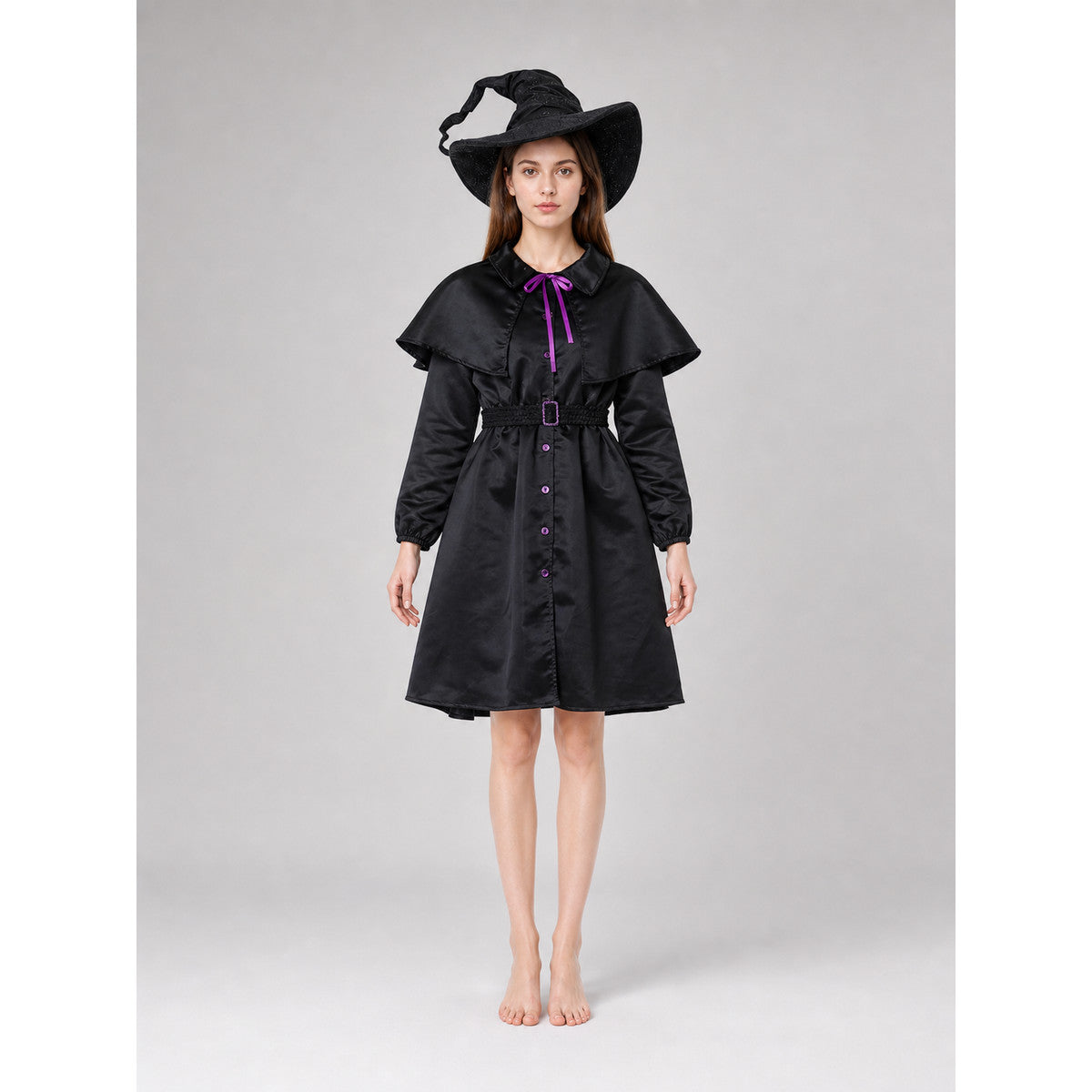 Halloween Witch Costume with Cape and Hat