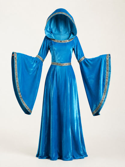 Women's Medieval Hooded Dress with Belt main product view