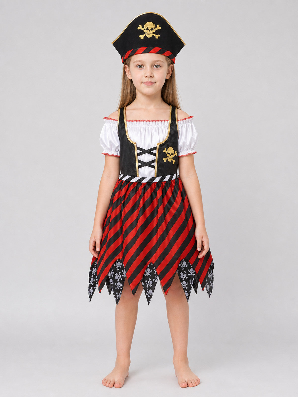 Pirate Costume Dress with Hat and Eye Patch front view