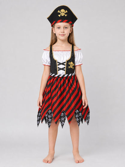 Pirate Costume Dress with Hat and Eye Patch front view