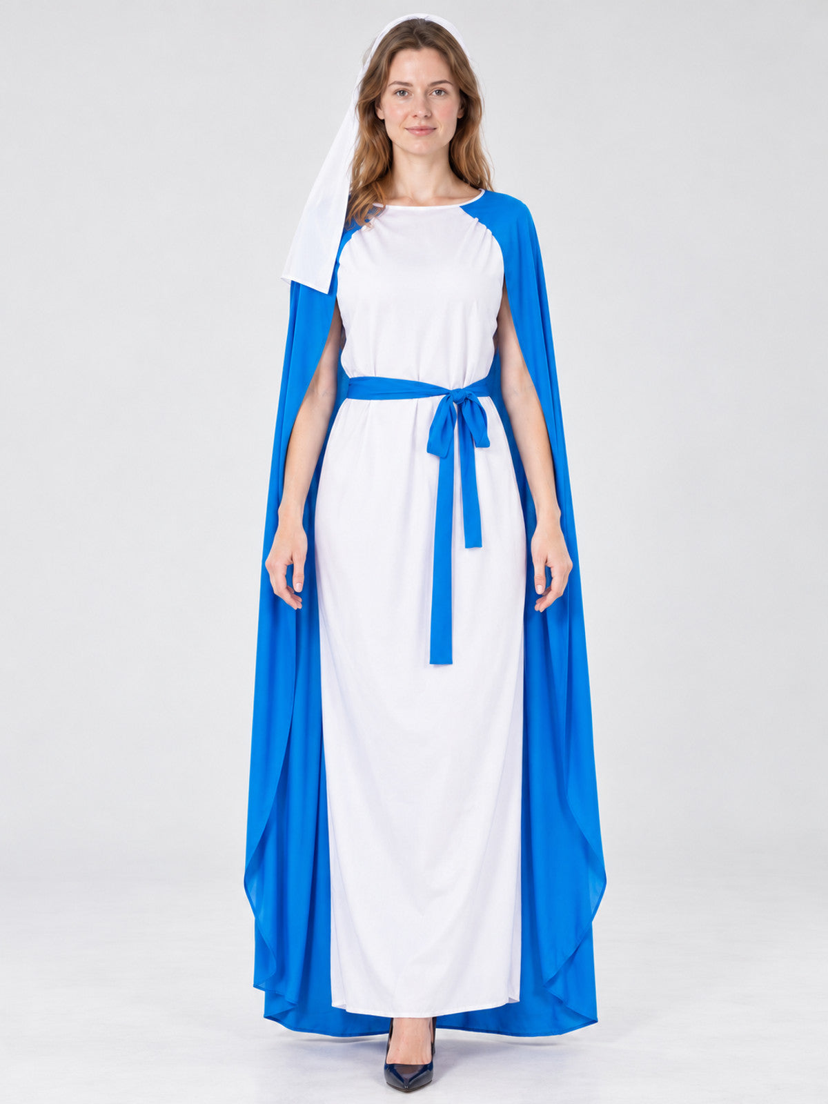 White and Blue Vampire Costume with Dress and Cape