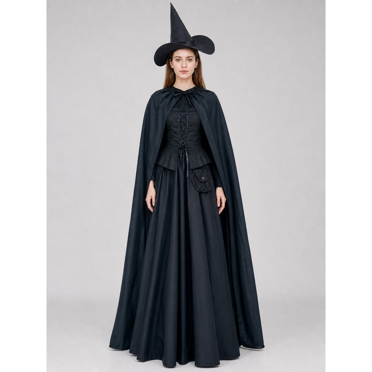 Witch Costume with Cloak and Pointed Hat