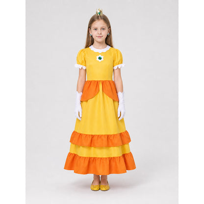 Cosplay Costume with Dress, Crown, and Gloves on-model view